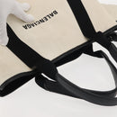 BALENCIAGA Navy Cabas M Bag Canvas Leather White Black Silver 581292 Auth gh894-6