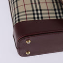 BURBERRY Nova Check Tote Bag Canvas Leather Beige Gold Auth gh896-16