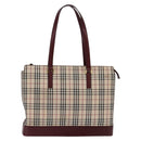 BURBERRY Nova Check Tote Bag Canvas Leather Beige Gold Auth gh896-13