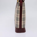 BURBERRY Nova Check Tote Bag Canvas Leather Beige Gold Auth gh896-4