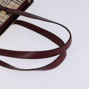 BURBERRY Nova Check Tote Bag Canvas Leather Beige Gold Auth gh896-7