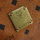 MCM Logogram Vicetos Boston Bag PVC Leather Brown Gold Auth gh901-12