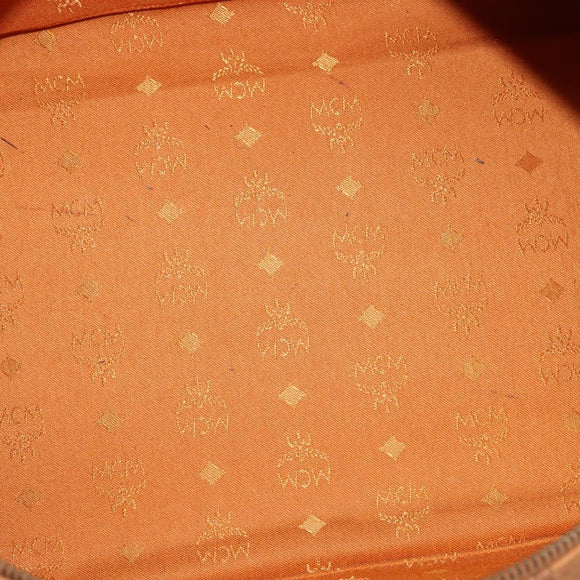 MCM Logogram Vicetos Boston Bag PVC Leather Brown Gold Auth gh901