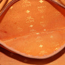 MCM Logogram Vicetos Boston Bag PVC Leather Brown Gold Auth gh901-11