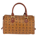 MCM Logogram Vicetos Boston Bag PVC Leather Brown Gold Auth gh901-2