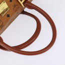 MCM Logogram Vicetos Boston Bag PVC Leather Brown Gold Auth gh901-7