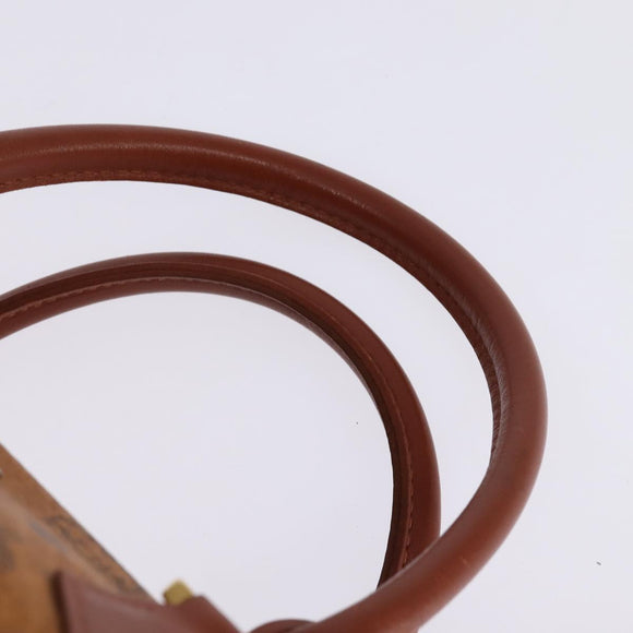 MCM Logogram Vicetos Boston Bag PVC Leather Brown Gold Auth gh901