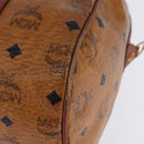 MCM Logogram Vicetos Boston Bag PVC Leather Brown Gold Auth gh902-14