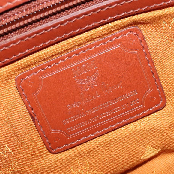 MCM Logogram Vicetos Boston Bag PVC Leather Brown Gold Auth gh902