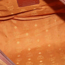 MCM Logogram Vicetos Boston Bag PVC Leather Brown Gold Auth gh902-11