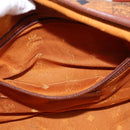 MCM Logogram Vicetos Boston Bag PVC Leather Brown Gold Auth gh902-21