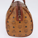 MCM Logogram Vicetos Boston Bag PVC Leather Brown Gold Auth gh902-3