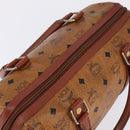 MCM Logogram Vicetos Boston Bag PVC Leather Brown Gold Auth gh902-6