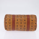 MCM Logogram Vicetos Boston Bag PVC Leather Brown Gold Auth gh902-5