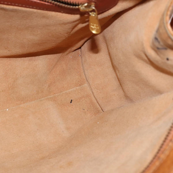 MCM Logogram Vicetos Tote Bag PVC Leather Brown Gold Auth gh903