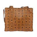 MCM Logogram Vicetos Tote Bag PVC Leather Brown Gold Auth gh903-3