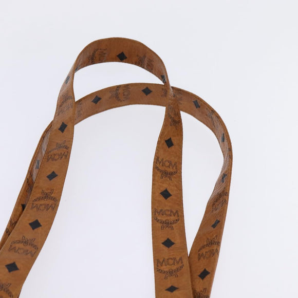 MCM Logogram Vicetos Tote Bag PVC Leather Brown Gold Auth gh903