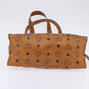 MCM Logogram Vicetos Tote Bag PVC Leather Brown Gold Auth gh903-9