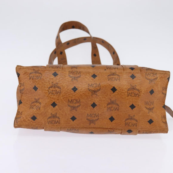 MCM Logogram Vicetos Tote Bag PVC Leather Brown Gold Auth gh903