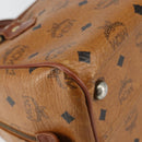 MCM Logogram Vicetos Boston Bag PVC Leather Brown Gold Auth gh904-16
