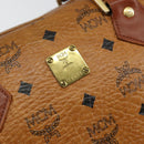 MCM Logogram Vicetos Boston Bag PVC Leather Brown Gold Auth gh904-12