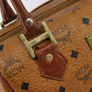 MCM Logogram Vicetos Boston Bag PVC Leather Brown Gold Auth gh904-10