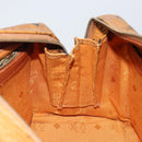 MCM Logogram Vicetos Boston Bag PVC Leather Brown Gold Auth gh904-18