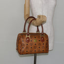 MCM Logogram Vicetos Boston Bag PVC Leather Brown Gold Auth gh904-22