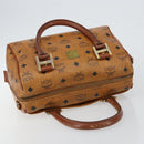 MCM Logogram Vicetos Boston Bag PVC Leather Brown Gold Auth gh904-6