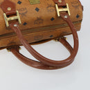 MCM Logogram Vicetos Boston Bag PVC Leather Brown Gold Auth gh904-7