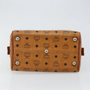 MCM Logogram Vicetos Boston Bag PVC Leather Brown Gold Auth gh904-5