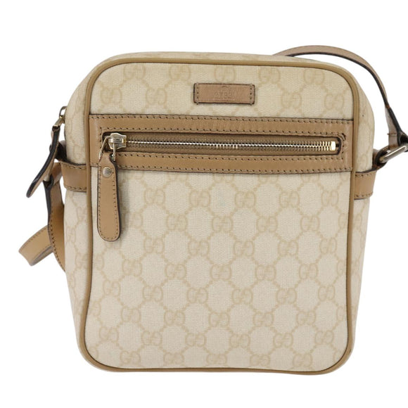 GUCCI GG Supreme Shoulder Bag PVC Beige Gold 233268 Auth gh908