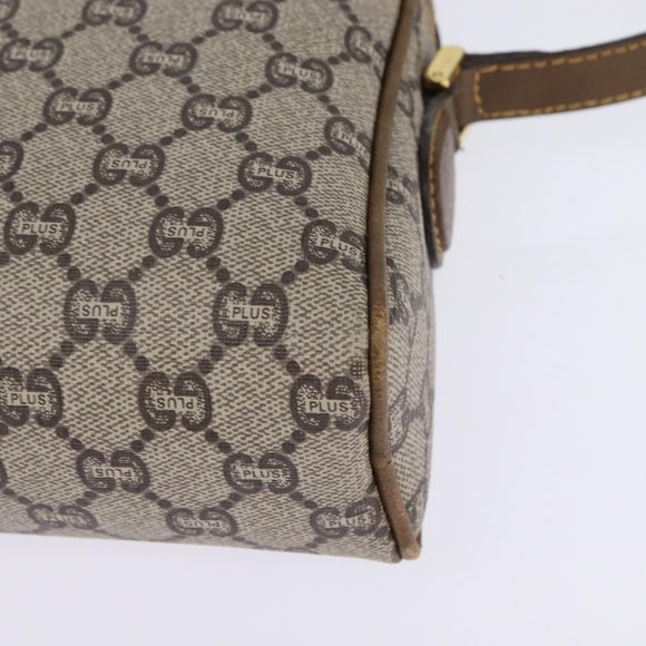 GUCCI GG Plus Supreme Web Sherry Line Shoulder Bag PVC Beige Gold Auth gh909