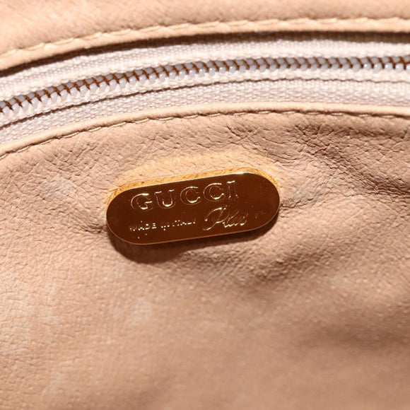 GUCCI GG Plus Supreme Web Sherry Line Shoulder Bag PVC Beige Gold Auth gh909