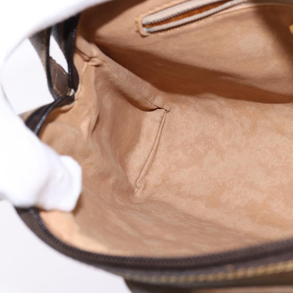 GUCCI GG Plus Supreme Web Sherry Line Shoulder Bag PVC Beige Gold Auth gh909