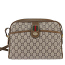 GUCCI GG Plus Supreme Web Sherry Line Shoulder Bag PVC Beige Gold Auth gh909-13