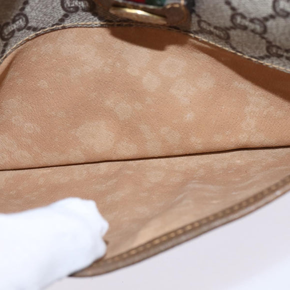 GUCCI GG Plus Supreme Web Sherry Line Shoulder Bag PVC Beige Gold Auth gh909
