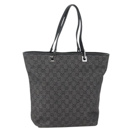 GUCCI GG Canvas Tote Bag Black Silver 31243 Auth gh911