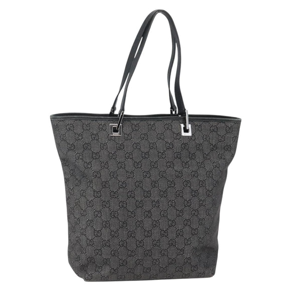 GUCCI GG Canvas Tote Bag Black Silver 31243 Auth gh911