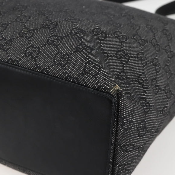 GUCCI GG Canvas Tote Bag Black Silver 31243 Auth gh911