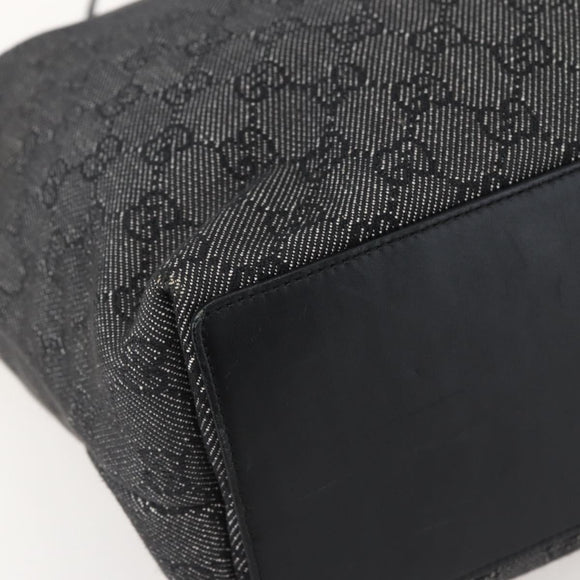 GUCCI GG Canvas Tote Bag Black Silver 31243 Auth gh911