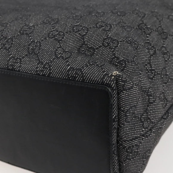 GUCCI GG Canvas Tote Bag Black Silver 31243 Auth gh911