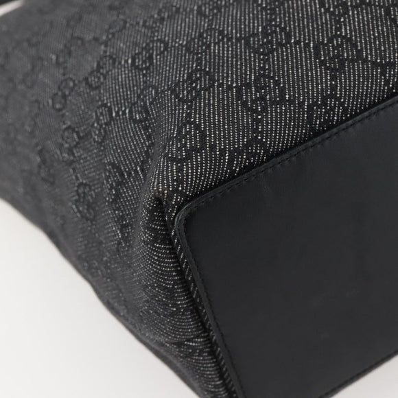 GUCCI GG Canvas Tote Bag Black Silver 31243 Auth gh911