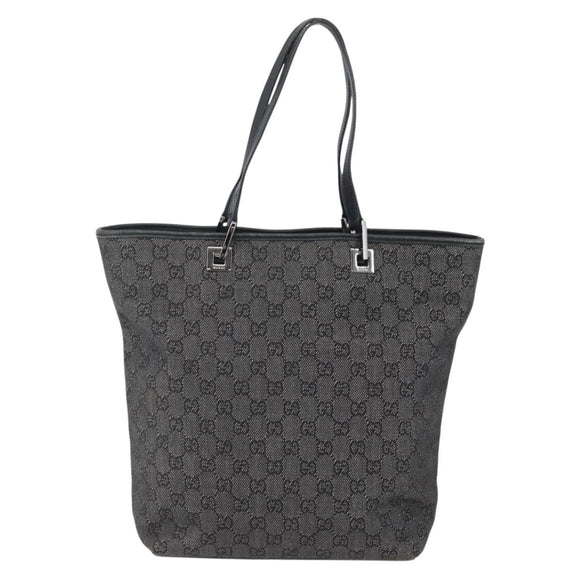GUCCI GG Canvas Tote Bag Black Silver 31243 Auth gh911