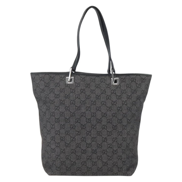 GUCCI GG Canvas Tote Bag Black Silver 31243 Auth gh911