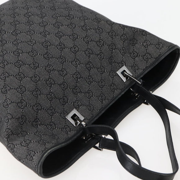 GUCCI GG Canvas Tote Bag Black Silver 31243 Auth gh911