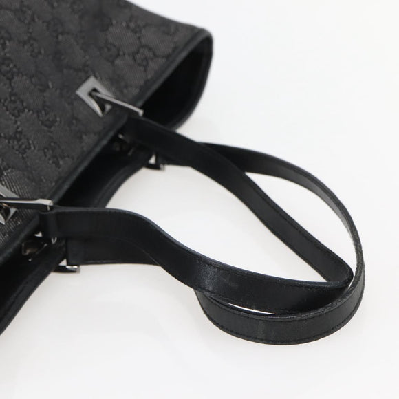 GUCCI GG Canvas Tote Bag Black Silver 31243 Auth gh911