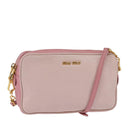 Miu Miu Madras Shoulder Bag Leather Pink Gold Auth gh914-1