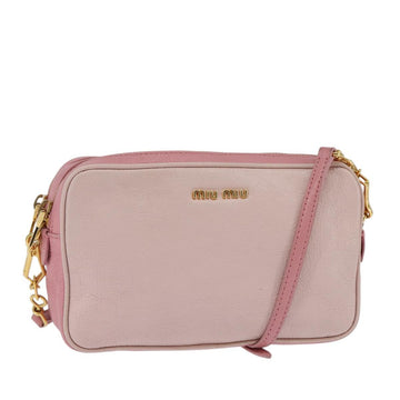 Miu Miu Madras Shoulder Bag Leather Pink Gold Auth gh914