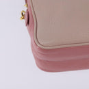 Miu Miu Madras Shoulder Bag Leather Pink Gold Auth gh914-12
